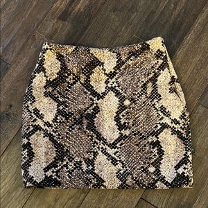 H&M Brown and Black Snakeskin Mini Skirt